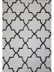 Jazz Cream Black Morrocan Lattice Shaggy Rug