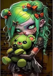 BEAYIOU Gothic Girl DIY Canvas Oil Painting Kit - 12x16inch, Perfect for Adults & Beginners, Home Decor