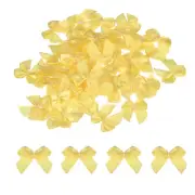 100Pcs Mini Ribbon Bows 1" Mini Fabric Satin Ribbon Flower Bows Yellow