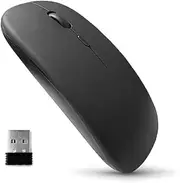 Bluetooth Mouse, Wireless Mouse USB Rechargeable 2.4G, Portable Office Silent Mouse 4000 DPI Black Frosted Compatible with Mac Book Pro/Air iPad Laptop PC Computer Windows Linux MAC OS