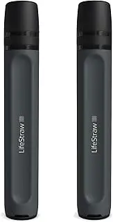 LifeStraw Peak Series - Personal Water Filter Straw for Backup Filtration, Emergency, Survival, and Ultralight Hydration, Dark Mountain Gray, 2 Pack