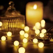 Hiboom 2 Pack Globe Ball String Lights, 10 Ft 30 LEDs 8 Lighting Modes Battery O