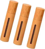 WOFASHPURET 3Pcs Refillable Bamboo Roller Bottles with Transparent Window and Stainless Steel Roller Ball for Essential Oils and Aromatherapy Travel Containers for Liquid Perfumes