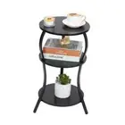 Vintage Small Round Side Table, 3-Tier Slim Waist Circular End Table with Black