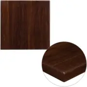24'' Square Resin Restaurant Table Top in High-Gloss Walnut Finish