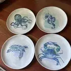 Sigrid Olson Salad Plate Melamine Sealife Aquatic NWT Blues And White Set 4