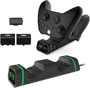 Controller Charging Station for Xbox One, Controller Charger with Rechargeable Battery Packs Compatible for Xbox One/One X/S Xbox Series S/X Xbox One Elite Wireless Controllers (2x800mA)