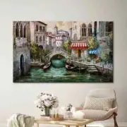 3D, Old Venice Italy Boat Houses Oil Painting Wall Art Canvas Unframed Print Art