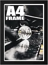 Hiyzaun A4 Picture Frame, Black Photo Frames with Wooden Grain, A4 Frame (21X29.7cm) for Standing or Mounting