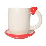 Urban Toadstool Mug Saucer White Red 11cm Kitchen Decor Drinkware Ceramic