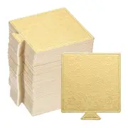 100pcs Mini Cake Boards, Mousse Cake Cardboards Square Cake Bases (Gold)