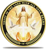 Trust in The Lord with All Your Heart Challenge Coin – Christian Motivation Faith Pocket Token, Trust God Daily Reminder Coin, Bible Verse Medallion – Inspirational Gift for Encouragement & Strength