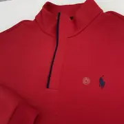NWT Polo Ralph Lauren Mens 1/4 Zip Pullover Red Sweater Long Sleeve XL Snap Neck