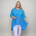 ROCKTHOSECURVES WOMENS BLOUSE TOP BUTTON SLEEVE CHIFFON HANKY HEM PLUS SIZE