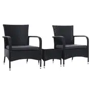 Outdoor Furniture Patio Wicker Chairs Table Set Black - Set of 3