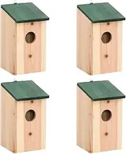 VRAXO Bird House Nesting Box Wood 4 pcs -2.98KG,41012