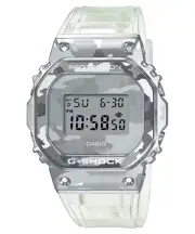 Casio G-Shock 5600 Series Silver Dial Clear Resin Band Watch GM5600SCM-1