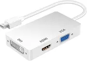 3-in-1 Mini Displayport to DVI/HDMI/VGA, 4K Mini Displayport Adapter, DVI Displayport Adapter for Mac MacBook Pro Air MS Surface Book iMac Mac Mini