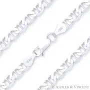 Solid 5.3mm Marina Mariner .925 Italy Sterling Silver Link Italian Chain Anklet