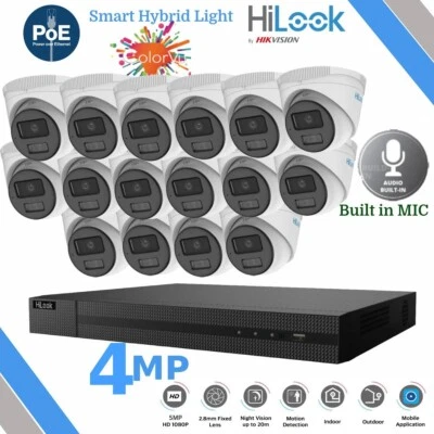 HIKVISION COLORVU AUDIO MIC CCTV SYSTEM KIT IP POE 8MP NVR SMART LIGHT 4MPCAMERA