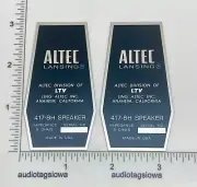 Altec Lansing 417-8H Speaker Logo Serial Number Plate Label Badge Aluminum Pair