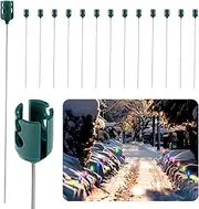 lasuroa 15pcs Metal Christmas Light Stakes, 15in Adjustable Christmas Light Spike Christmas Light Holders for Ground Universal Outdoor Light Ground Stakes for C9 or C7 Light Sockets(Green)