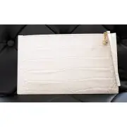 NEW $530 ALEXANDER MCQUEEN Bone White Leather Croc Embossed SKULL ZIP Clutch BAG