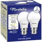 2 x Mirabella GLS 5W LED Warm White 470 Lumen BC B22 Bayonet Light bulbs