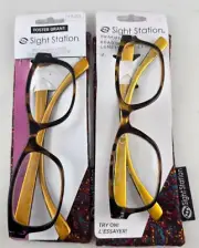 2 Foster Grant Sight Station HEATHER GOLD TORT 1.25 Reading Glasses READERS