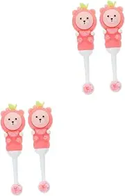 Healvian 2sets Lovely Kids Toothbrush Soft Bristle Children's Toothbrush Bear Shape Handle 2pcs*2