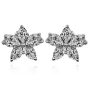 14k White Gold Marquise and Pear shape Lab Grown Diamond Flower Earrings #E1748