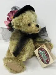 Teddy Bear Murphy Cottage Collectibles by Ganz Floral Hat Tags Sue Coe Black Bow