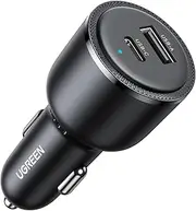 UGREEN 63W USB C Car Charger, 2 Ports Car Charger PD 36W/PPS 45W Super Fast Charging 2.0 & QC 18W, LED Light, for Galaxy S25/S24/S23/S22, iPhone 16 Pro Max, iPad, MacBook, Black