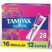 Tampax Radiant Assorted Plastic Tampons Unscented 28 Count