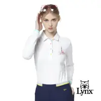 在飛比找momo購物網優惠-【Lynx Golf】女款吸濕排汗壓光冰涼紗彩色鈕扣長袖立領