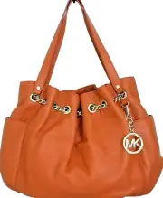 MICHAEL KORS JET SET CHAIN LG TANGERINE ORANGE LEATHER SHOULDER TOTE BAGNWT