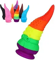 Tentacle Monster Dildo Buttplug with Suction Cup, Silicone Colorful Anal Dildo 20.5cm Large Animal Penis Fantasy Octopus Anal Plug Sex Toy for Women Men(Bunt)