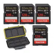 SanDisk 128GB Extreme PRO 200MBs Memory Card 4 pack with Memory Case bundle