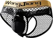 [GENEMEN] Mens Open Crotch Fishnet Briefs Sexy Crotchless Mesh Underwear Exposed Buttocks Panties