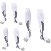 Catzon 3 Pairs Sport Compression Socks Knee-Length for Nurse Edema Diabetic Sports Socks-White