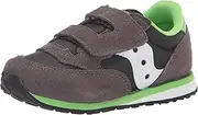 [Saucony] Baby Jazz Hook & Loop Sneaker, Grey/Black/Green, 5 US Unisex Little Kid