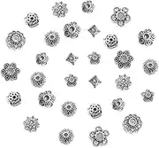 WELANE Flower Bead Caps, 200 PCS Silver Hollow Filigree Bead for Jewelry Making Supplies (About 10mm, Bulk)