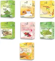 Combo Pack of 7 (Neem Leaf, Kasturi Turmeric, Lemon Peel, Amla, Hibiscus, Ubtan & Brahmi Powder) 350gms (50gX7)