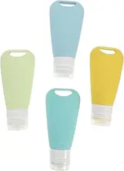 ASAKKURA 4Pcs Silicone Travel Bottles Portable Empty Lotion Containers for Shampoo Body Wash and Makeup Leakproof Packing Bottles for Travel Essentials