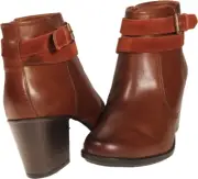 Clarks Diane Peake Womens Heeled Ankle Boot Mahogany Leather US Size 8 WIDE
