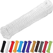 PerkHomy 90 ft 1/4 inch (7mm) Nylon Poly Rope Flag Pole Polypropylene Clothes Line Camping Utility Good for Tie Pull Swing Climb Knot (White)