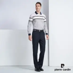 【pierre cardin 皮爾卡登】商務休閒 男款 暗緹花平口西裝褲-深藍色(5225842-38)