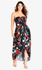 City Chic Maxi Dress Come-hither Rose Adore Size XL