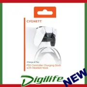 Cygnett Charge & Play PS5 Dual Sense Charging Dock + Headset Hook - Extendable