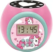 Lexibook Projector Alarm Clock Unicorn with Snooze Function and Alarm Function, Night Light with Timer, LCD Screen, Battery Operated, Pink, RL977UNI